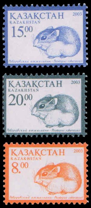 KAZAKHSTAN 2001-Roborovski Hamster, Animal, Set of 3, MNH, S.G. 314-317, Cat £ 5