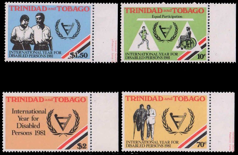 TRINDAD & TOBOGO 1981-International Year of Disabled Person, Athlete, Doctor, Blind Man, Set of 4, MNH, S.G. 581-84