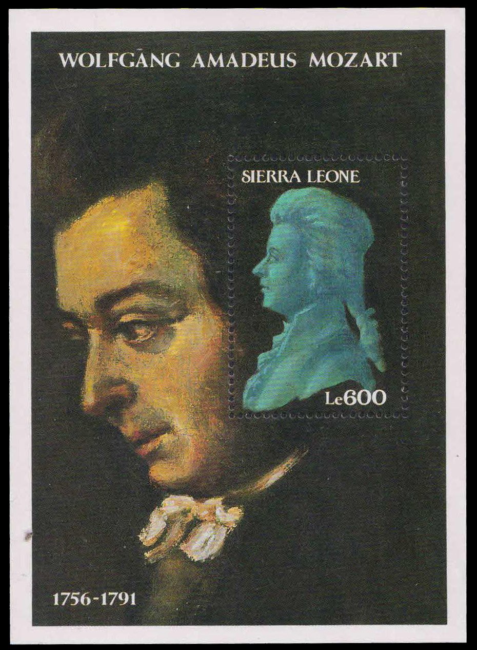 SIERRALEONE 1991-Death Bicentenary of Mozart (Bust), MS, MNH, S.G. MS 1751 a