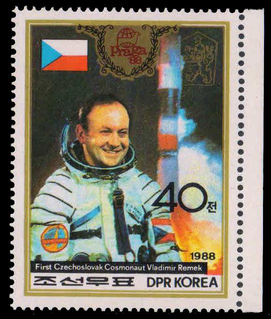 NORTH KOREA 1988-Vladimir Remnant, Cosmonaut, Space, Praga 88 Int. Stamp Exhibition, 1 Value, MNH, S.G. N 2784