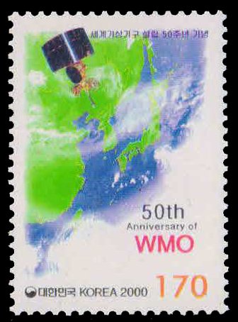 SOUTH KOREA 2000-Globe & Satellite, World Meteorological  Organisation, 1 Value, MNH, S.G. 2394