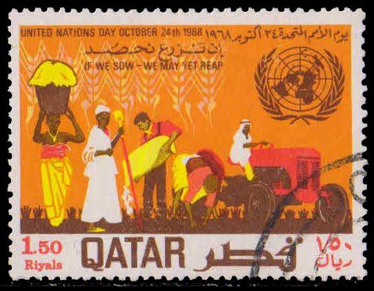 QATAR 1968-Agriculture Workers, U.N. Day, 1 Value, Used, S.G. 274