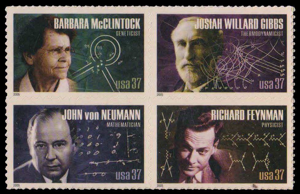 UNITED STATES OF AMERICA 2005-American Scientists, Mathematician, Physicist, Geneticist, Block of 4, Self Adhesive, MNH, S.G. 4423-26