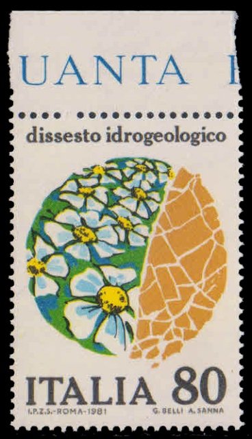 ITALY 1981-Fertile & Barren Soil, Water Conservation, Flowers, 1 Value, MNH, S.G. 1719