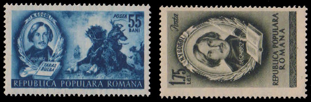 ROMANIA 1952-Nikolai Gogol (Russian Writer), Death Centenary, Set of 2, MNH, S.G. 2230-31-Cat £ 7.75