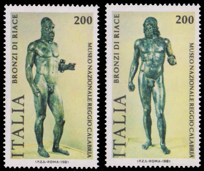 ITALY 1981-Ancient Greek Statues, Riace Bronze, Set of 2, MNH, Se-Tenant Pair, S.G. 1733-34