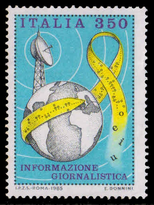 ITALY 1985-Dish Aerial, Globe, Information Technology, 1 Value, MNH, S.G. 1860-Cat £ 1.50