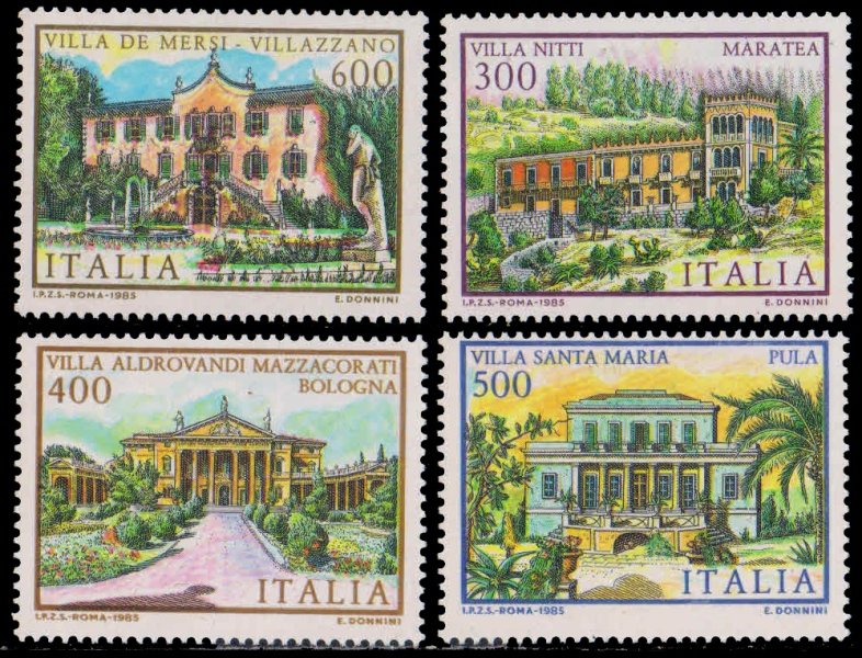 ITALY 1985-Villas Architecture, Building, Set of 4-MNH, S.G. 1893-96-Cat £ 12.95-