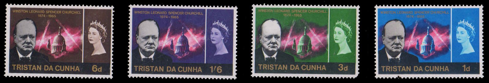 TRISTAN DA CUNHA 1966-Winston Churchill, Set of 4, MNH, S.G. 89-92