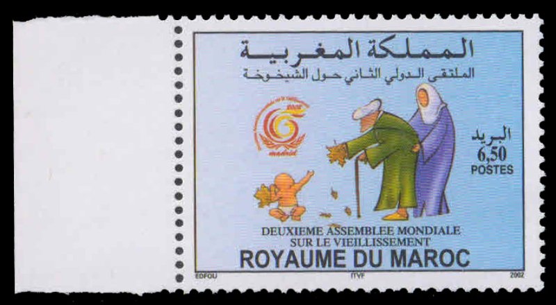 MOROCCO 2002-Baby & Elderly Couple, Second World Assembly on Aging, 1 Value, MNH, S.G. 1013