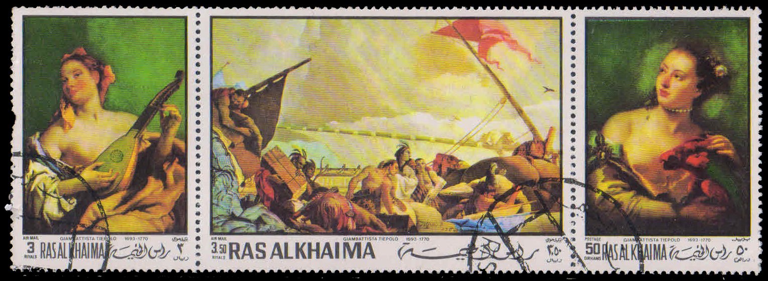 RAS AL KHAIMA 1970-Paintings by Tiepolo, Used Set of 3