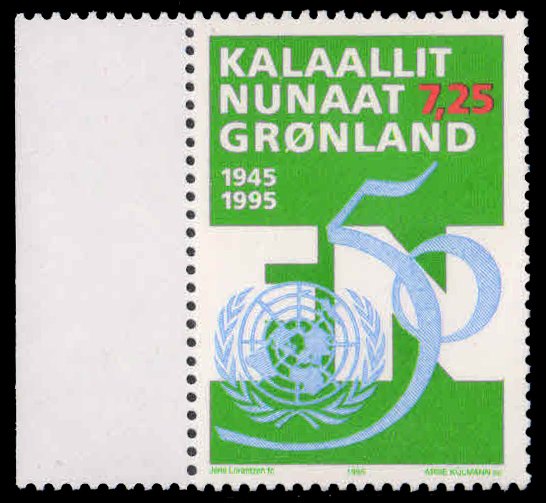 GREENLAND 1995-50th Anniv. of United Nations,1 Value, MNH, S.G. 279-Cat � 3.50