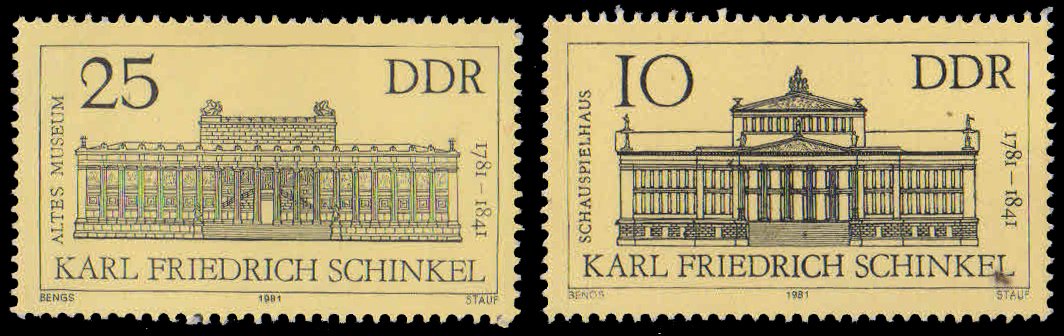 EAST GERMANY 1981-Berlin Theatre, Old Musuem, Karl Friedrich (Architect), Building, Set of 2, MNH, S.G. E 2332-E 2333-Cat � 5.70