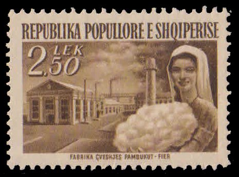 ALBANIA 1953-Girl & Cotton Mill, Industry, 1 Value, MNH, S.G. 577