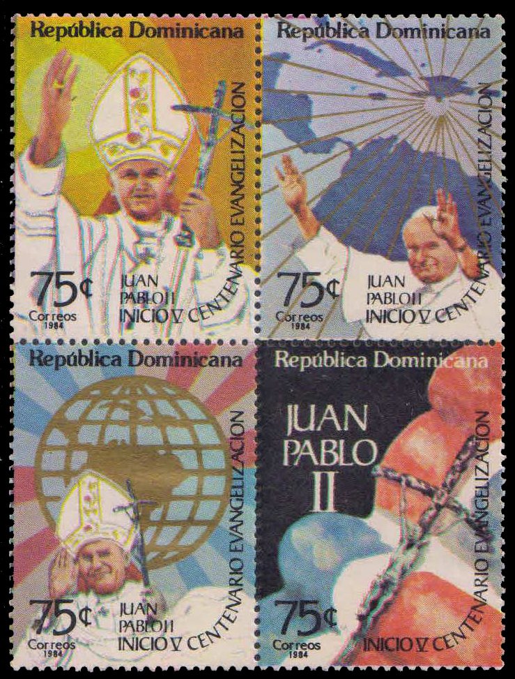 DOMINICAN REPUBLIC 1984-Pope John Paul, Christianity, Set of 4, MNH, S.G. 1586-89-Cat £ 8-