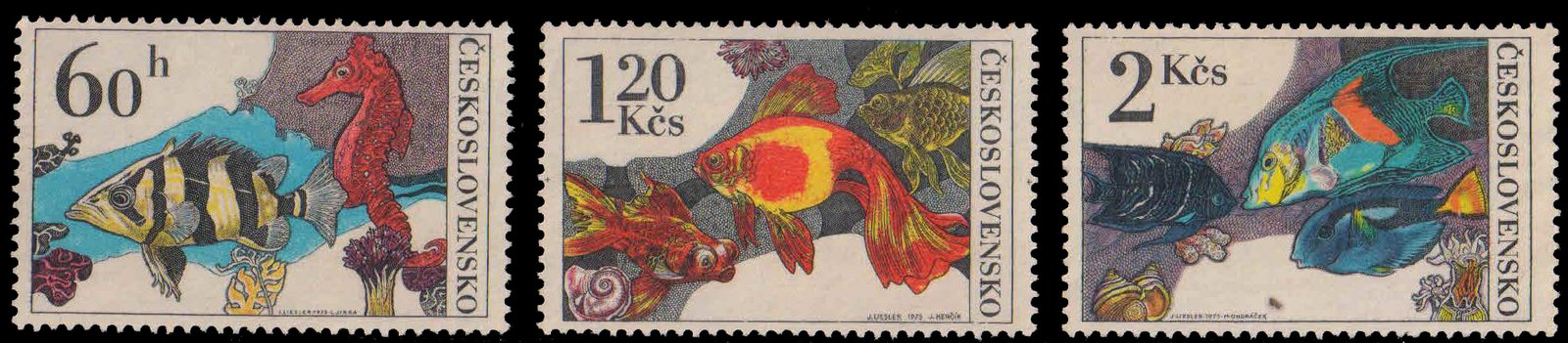 CZECHOSLOVAKIA 1975-Aquarium Fish, Set of 3, Mitn Gum Wash, S.G. 2222-24, 26