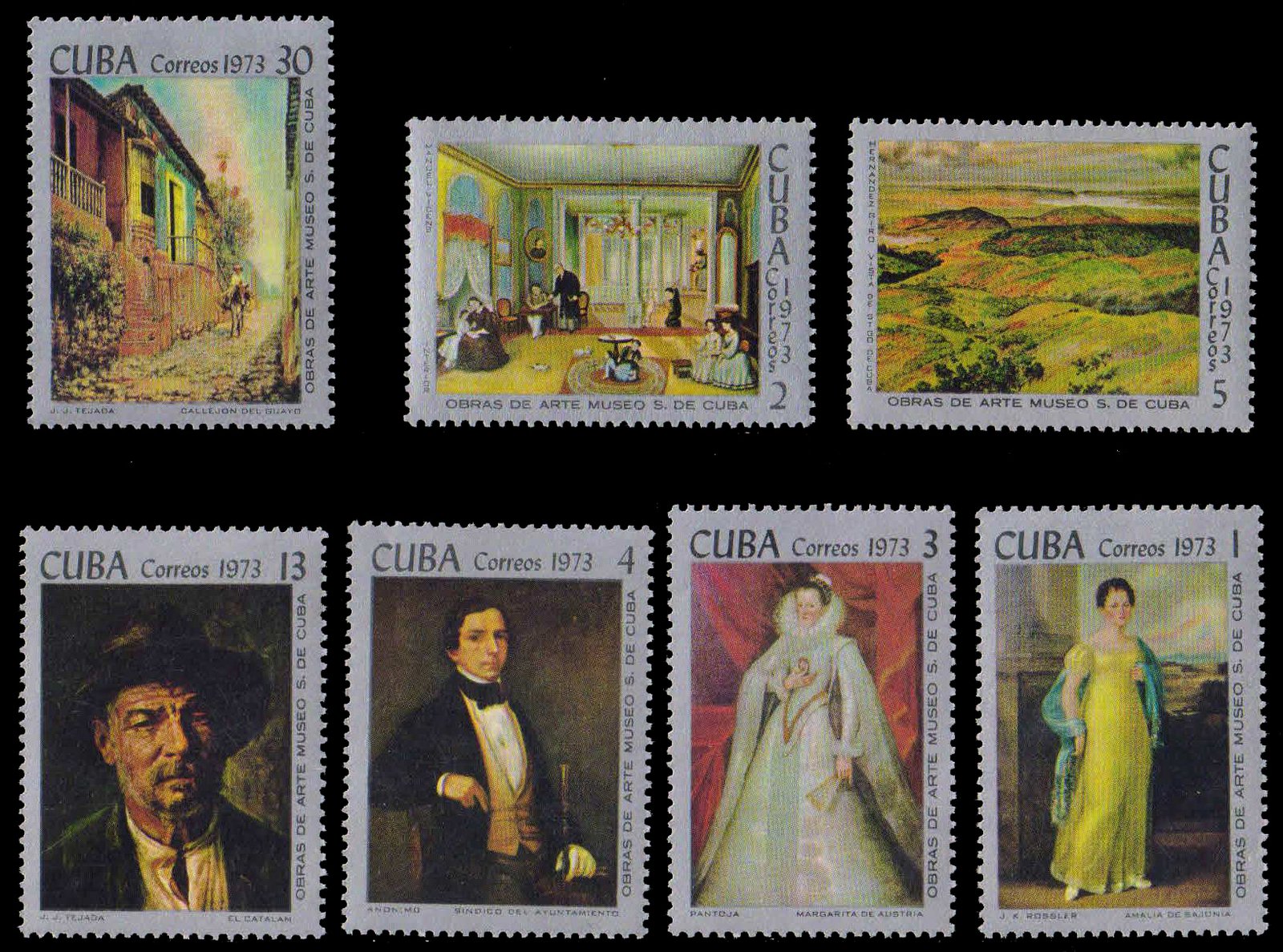 CUBA 1973-National Museum Paintings, 8th Series, Set of 7, MNH, S.G. 2048-54