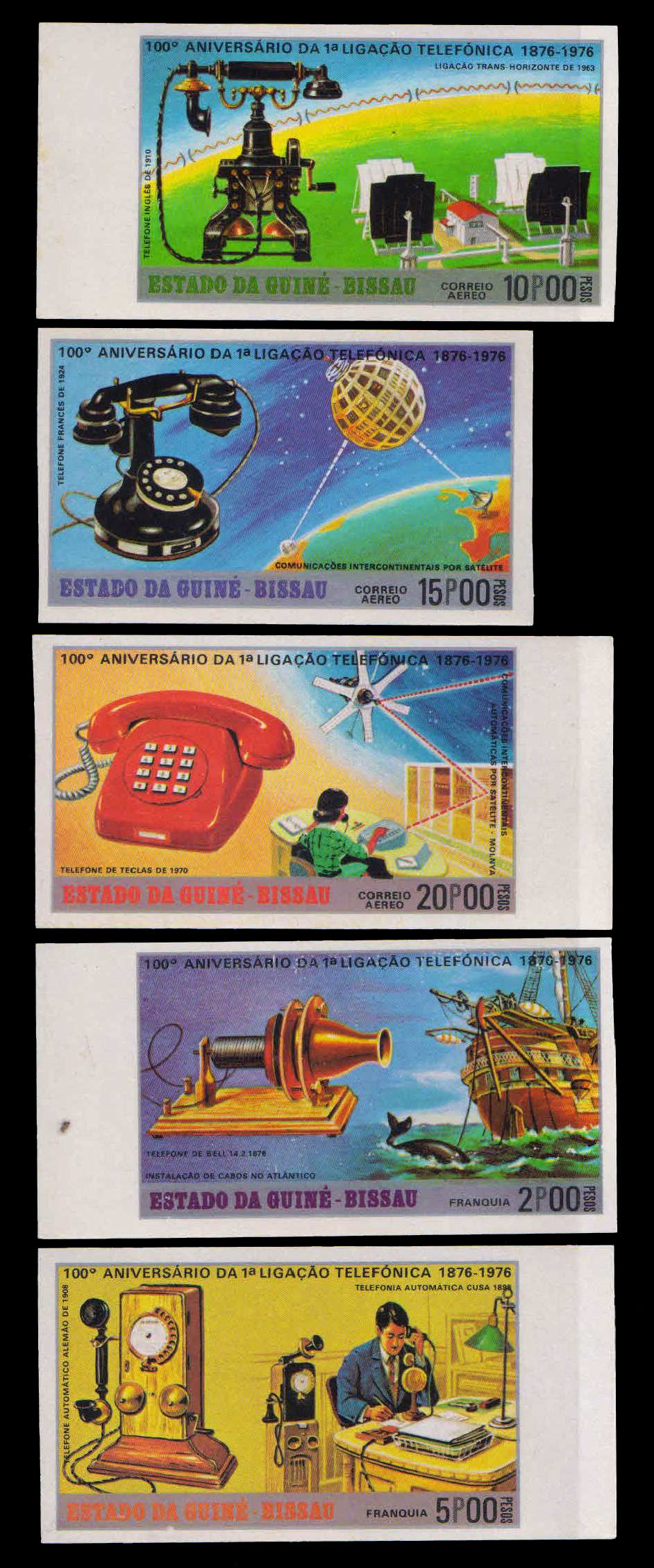 GUINEA BISSAU 1976-Telephone Cent. Communication, Set of 5, Imperf, MNH, S.G. 482-487