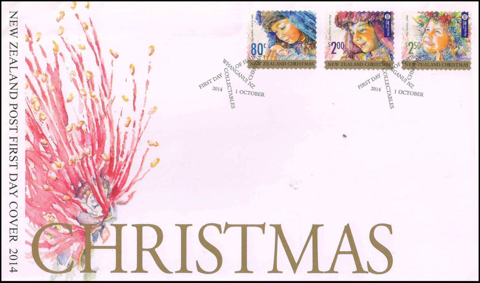 NEW ZEALAND 2014-Christmas, Mary and Jesus, Set of 3 on F.D.C. Face $ 6-S.G. 3619-3621