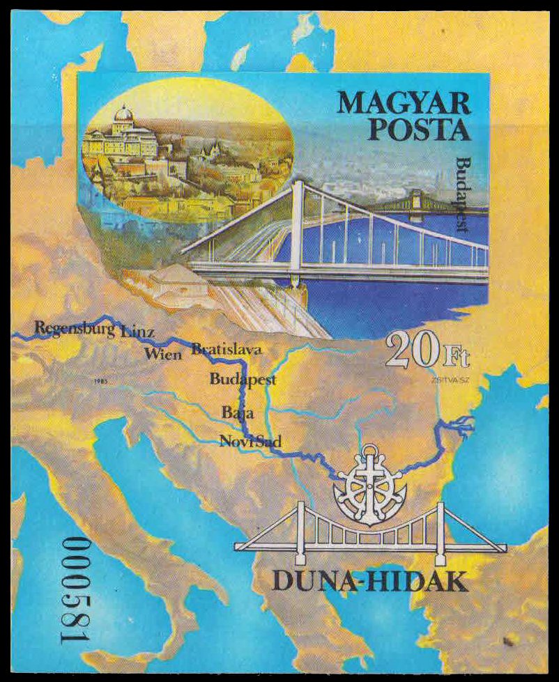 HUNGARY 1985-Elizabeth & Chain Bridges, Budapest, Imperf M/S, Mint G/W, S.G. MS 3615