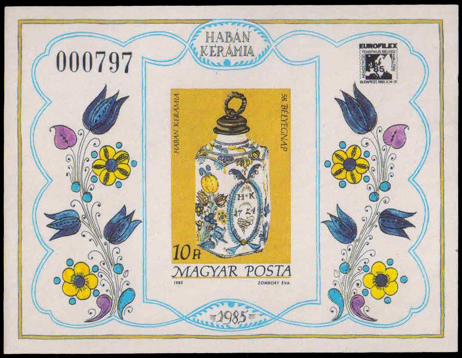 HUNGARY 1985-Hexagonal Medicine Holder, Stamp Day, M/S, Mint G/W, Imperf S.G. MS 3660