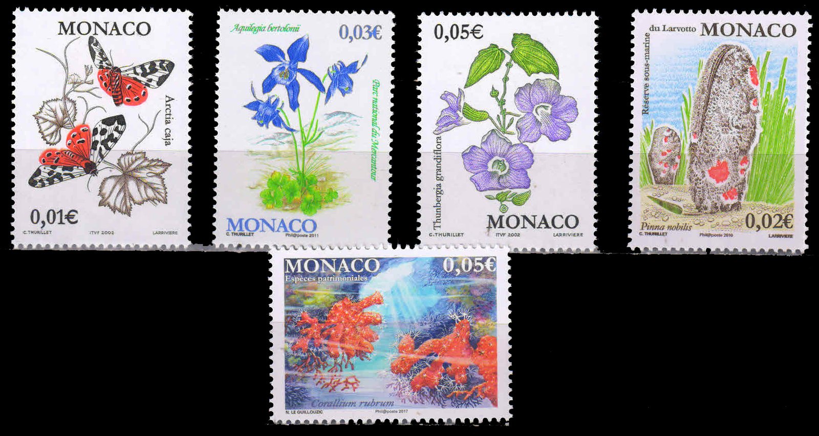 MONACO-5 Different Thematic Stamps-MNH