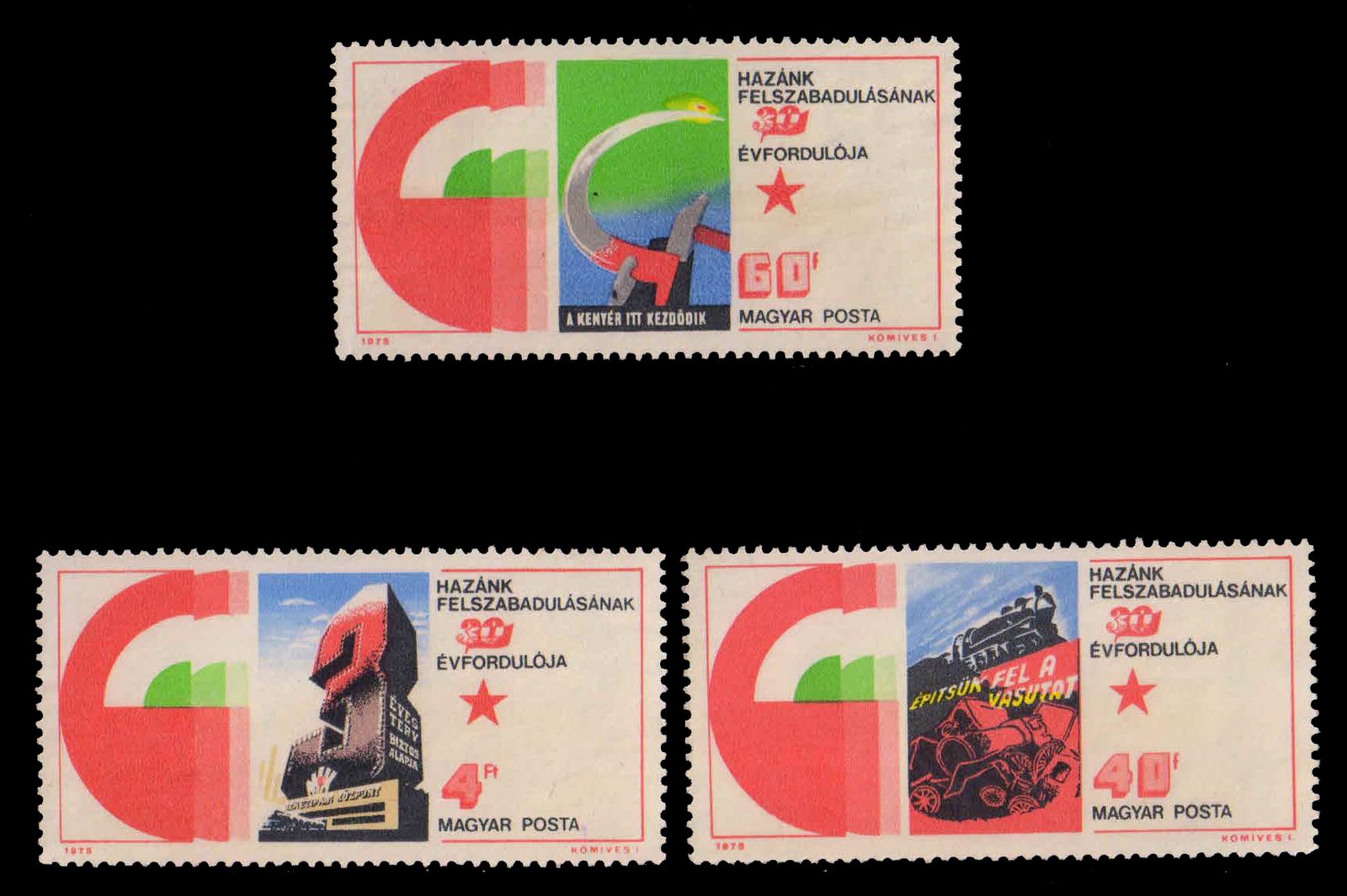 HUNGARY 1975-Railway, Agriculture, Heavy Industry, Set of 3, Mint G/W, S.G. 2946, 47, 49