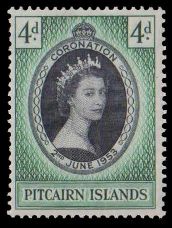 PITCAIRN ISLAND 1953-Queen Elizabeth Coronation-1 Value, Mint Hinged, S.G. 17