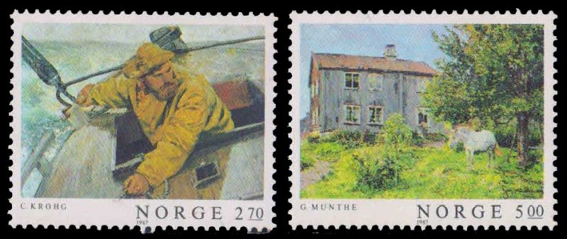 NORWAY 1987-Paintings Strom at See The Farm,  Set of 2, MNH, S.G. 1010-11-Cat £ 5.50