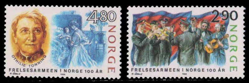 NORWAY 1988-Cent. of Salvation, army, Band, Othiliet (Army Nurse), Set of 2, MNH, S.G. 1035-36-Cat � 5.50