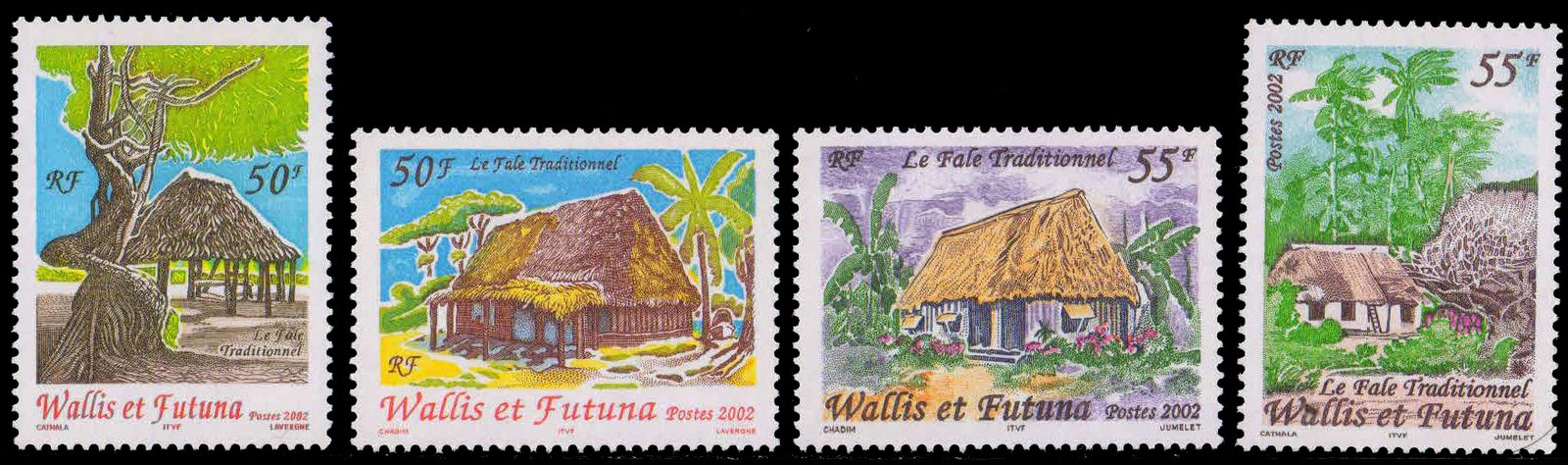 WALLIS & FUTUNA ISLANDS 2002-Traditional Thatched House, Set of 4, MNH, S.G. 800-03-Cat £ 7.50