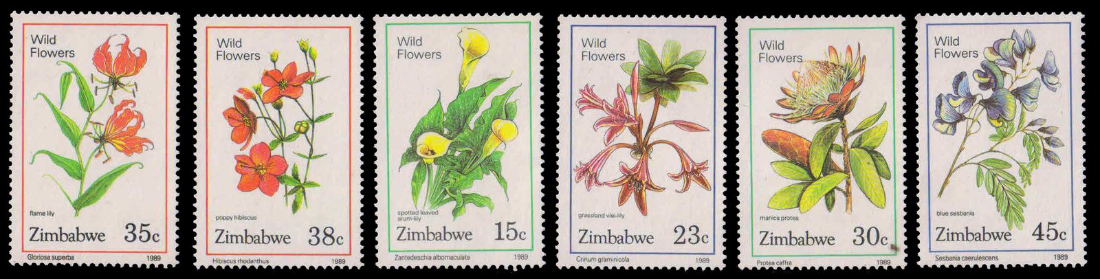 ZIMBABWE 1989-Wild Flowers, Plants, Set of 6, Mint, S.G. 750-755-Cat � 3.75