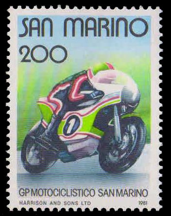 SANMARINO 1981-Motor Cyclist, Grand Prix, 1 Value, MNH, S.G. 1162
