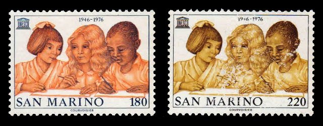 SANMARINO 1976 - UNESCO, Children of Different Races, Set of 2, Mint, S.G. 1063-64, as per scan