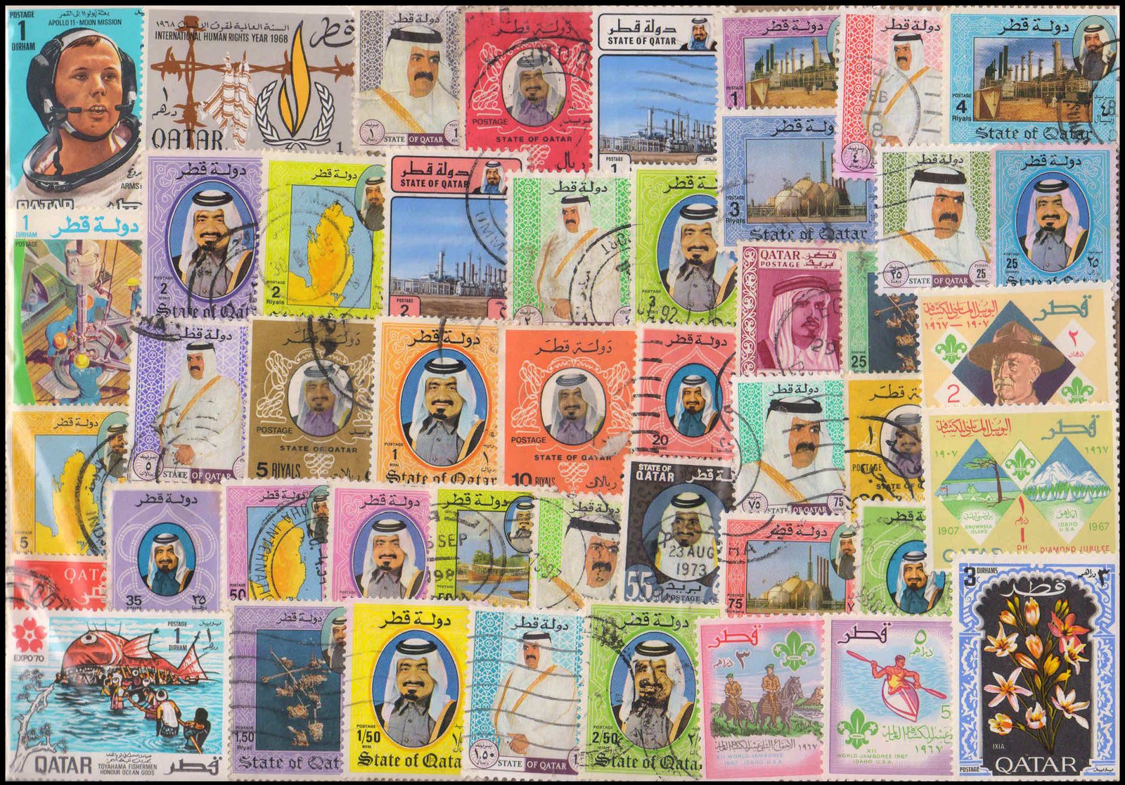 QATAR-62 All Different, Used & Mint, Large & Small Thematic Stamps, Many High Catalogue