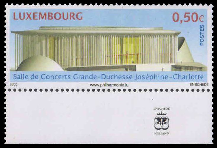 LUXEMBOURG 2005-Grand Duchess Josepline Charlotte Concert Hall, Facade, 1 Value, MNH, S.G. 1712-Cat £ 2.30
