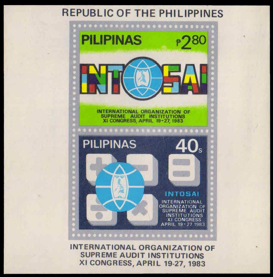 PHILIPPINES 1983-Int. Org. of Supreme Audit Institutions Congress, Calculator, Maths, M/S of 2 Stamps, MNH, S.G. MS 1765-Cat � 6.50