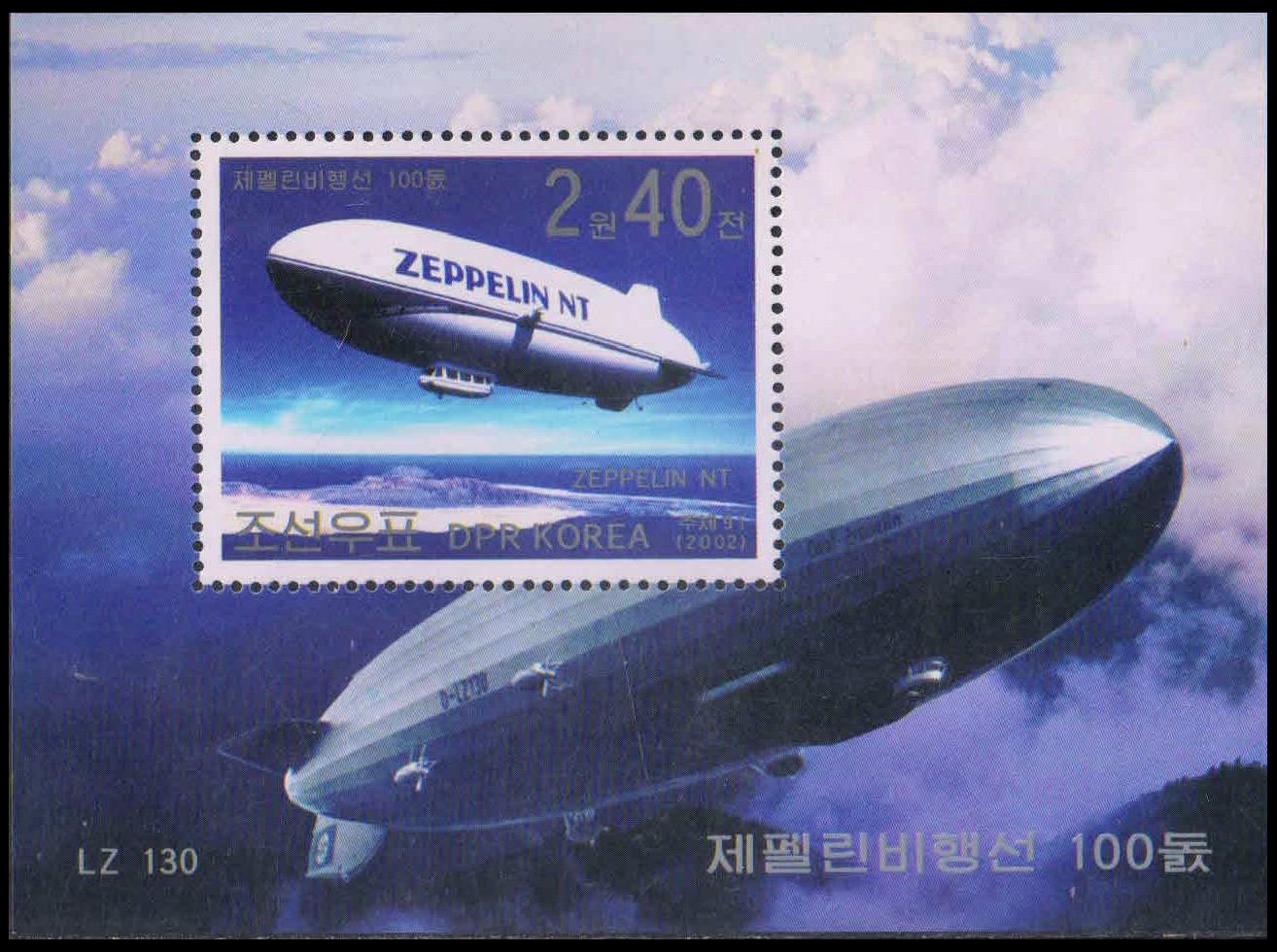 NORTH KOREA 2002-Zeppelin NT, Cent. of 1st Zeppelin Airship Flight, M/S, MNH, S.G. MS N 4193a