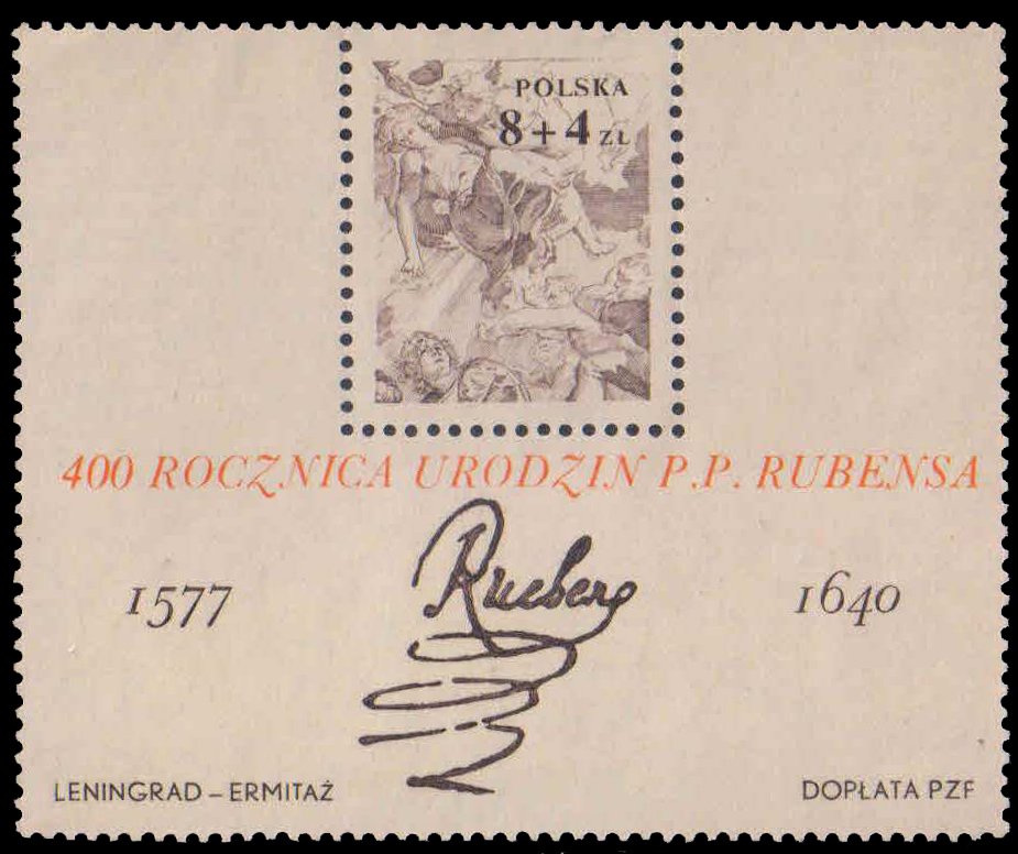 POLAND 1977-The Stoning of St. Stephan, Painting by P.P. Rubens, M/S, Mint G/W, MNH, S.G. MS 2488-Cat £ 3.50