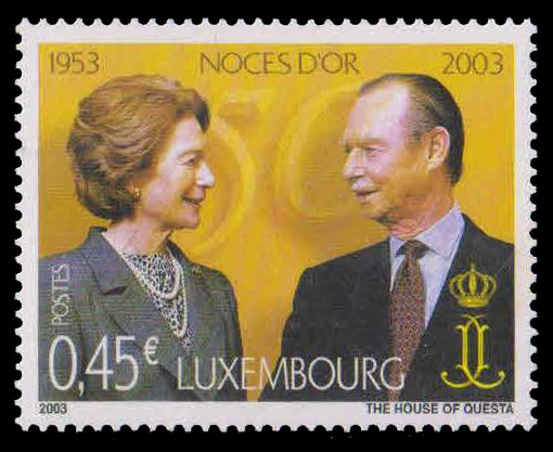 LUXEMBOURG 2003-Grand Duke Jean & Grand Duchess Charlotte, Golden Wedding Anniversary, 1 Value, MNH, S.G. 1637-Cat £ 1.90