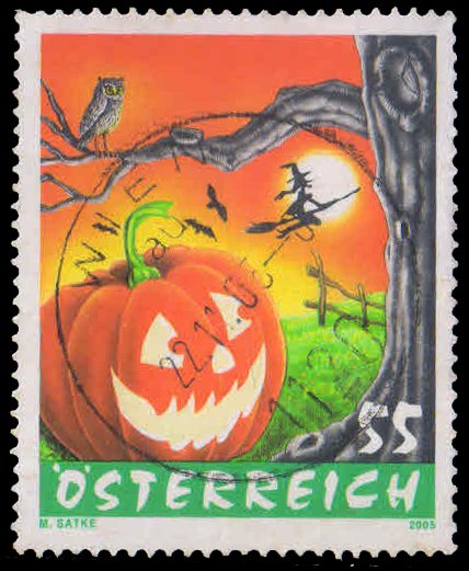 AUSTRIA 2005-Pumpkin, Halloween, Cartoon, 1 Value, Used, S.G. 2778-Cat � 2.10