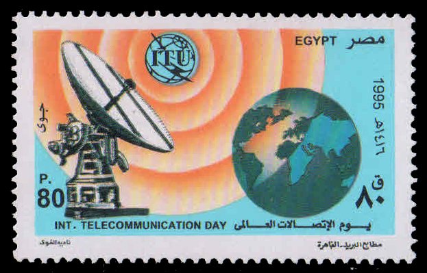 EGYPT 1995-Dish Aerial & Globe, Int. Telecommunication Day, 1 Value, MNH, S.G. 1955