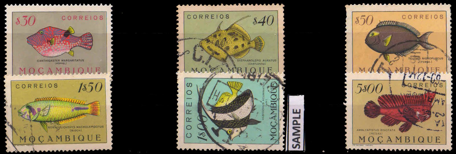 MOZAMBIQUE 1951-Fishes, Set of 6, Used