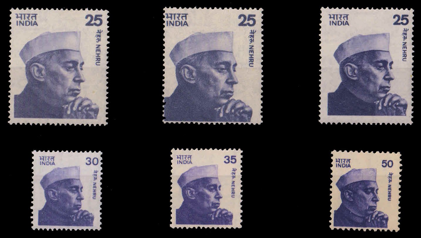 INDIA-Definitive Stamps of Jawahar Lal Nehru-Set of 6, MNH