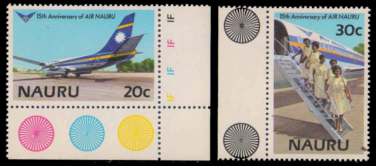 NAURU 1985-Air Nauru (15th Anniv.), Boeing 737 Aircraft, Steps, Set of 2, MNH, S.G. 318-19