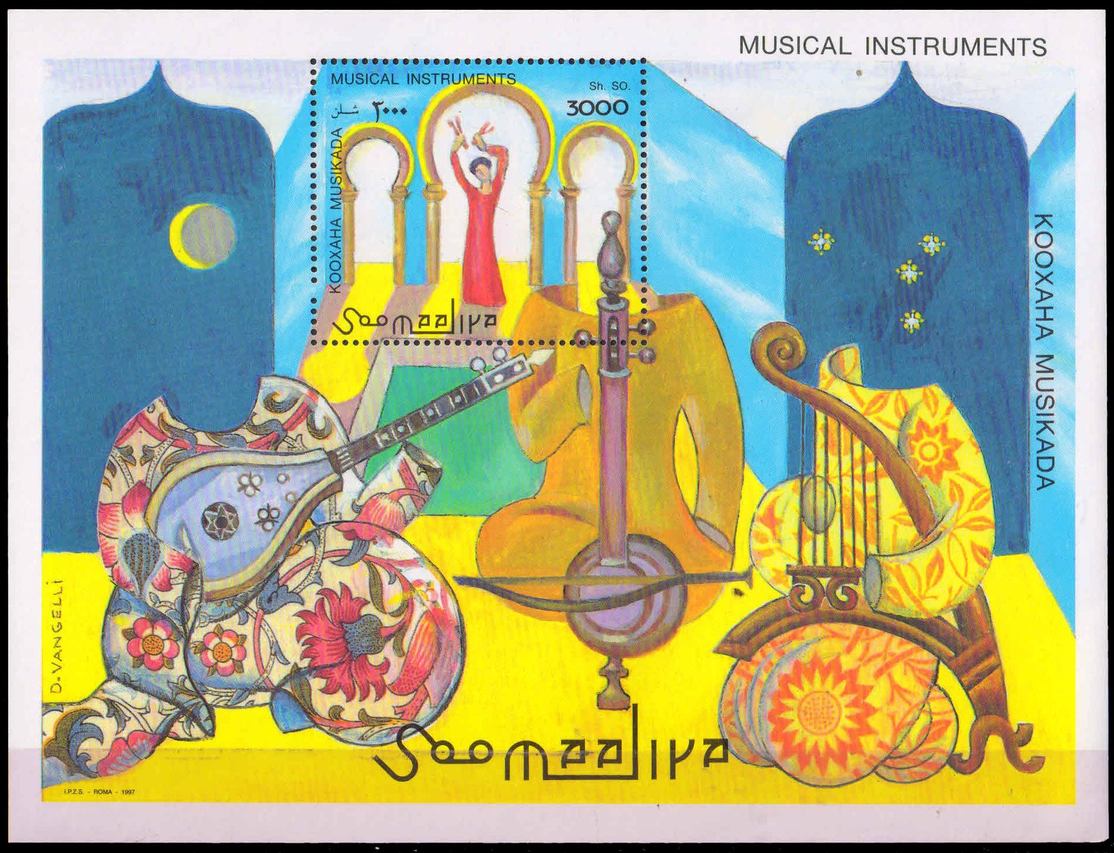 SOMALIA 1997-Musical Instrument, Dance, Souvenir Sheet, MNH