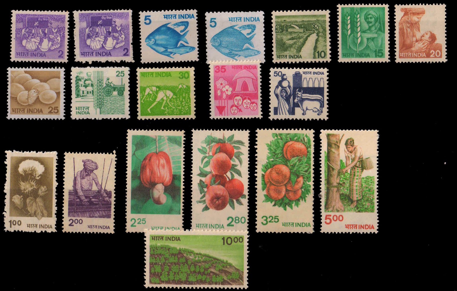 INDIA DEFINITIVE 6th Series, Rural Prosperity, Set of 19 Stamps as per scan