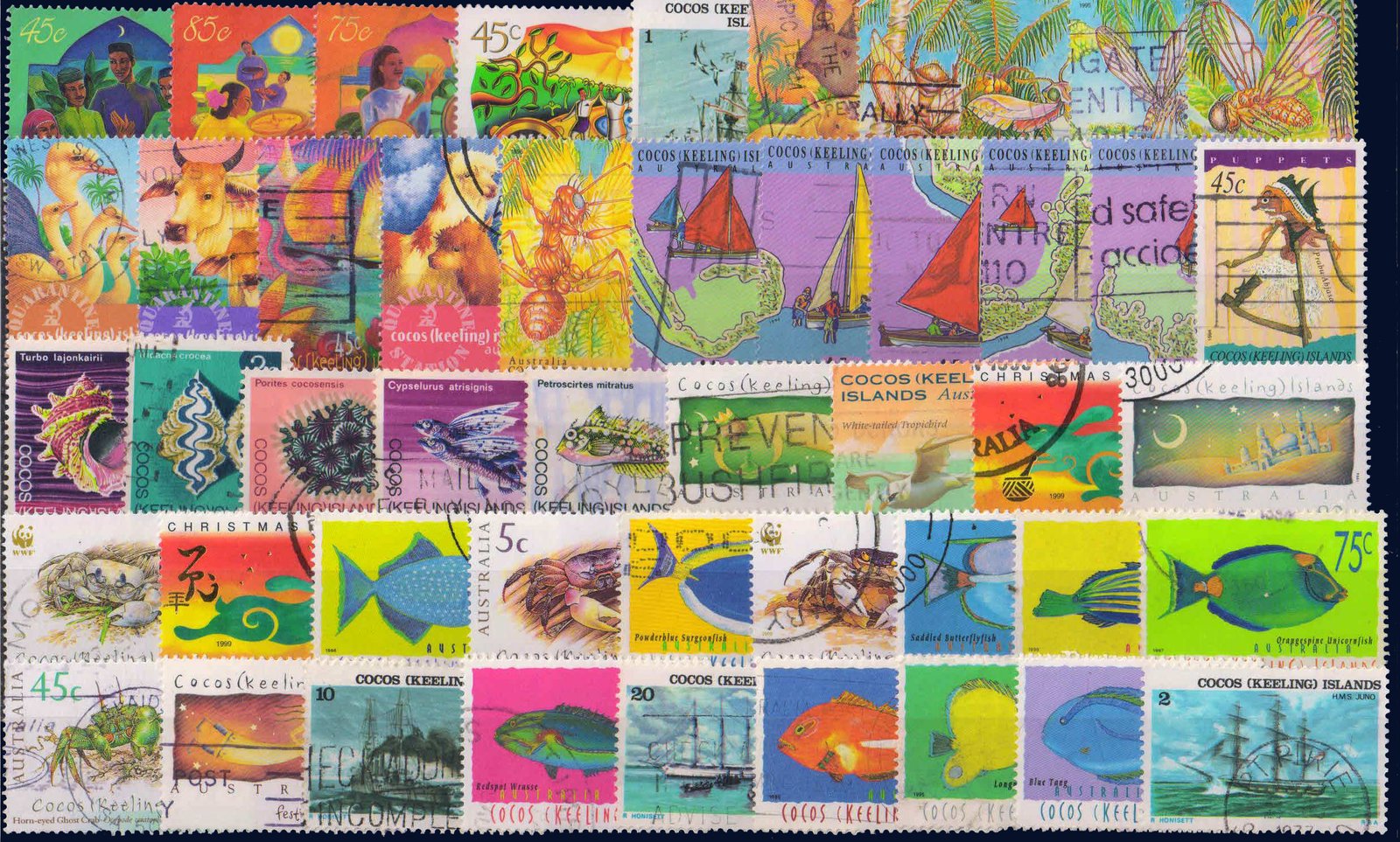 COCOS (Keeling) Islands-48 All Different Thematic Used Stamps, Large Only as per Scan