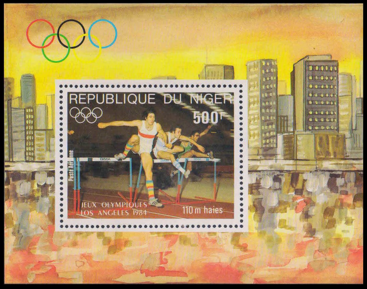 NIGER 1984-Summer Olympics, 110 Meter Hurdles, MNH, S.G. MS 982, Scott C 337
