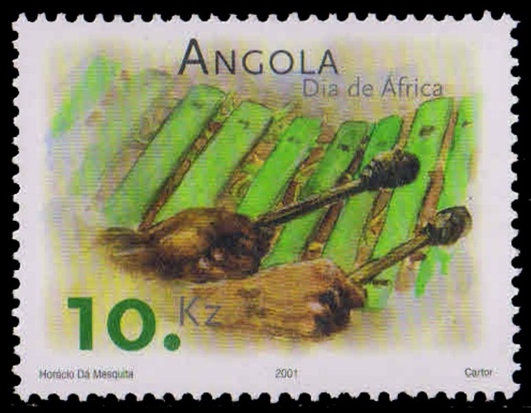 ANGOLA 2001-Hands and Xylophone, Musical Instruments, 1 Value, MNH, S.G. 1612-Cat � 2.75-
